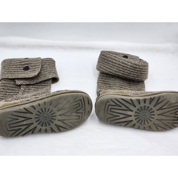 UGG Boots Womens Size 7 Classic Cardy Winter Knit Gray Mid Calf To Tall 1016555 - Picture 4 of 13